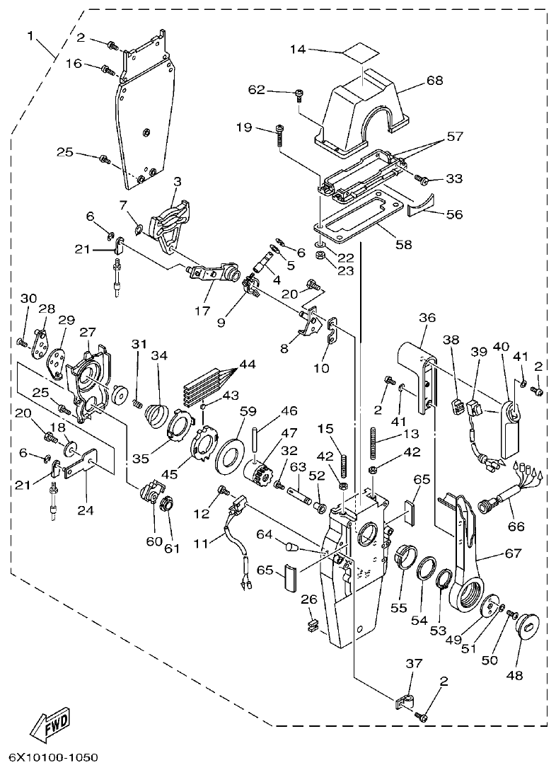 Yamaha F50A, FT50B REMOTE CONTROL ASSY 2 parts diagram